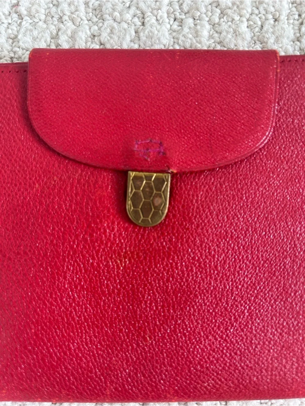 Vintage Genuine Cowhide West Germany Red Leather Bifold Travel Wallet *Rare*